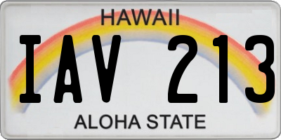HI license plate IAV213