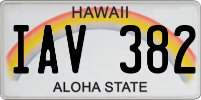 HI license plate IAV382