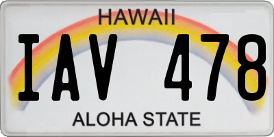 HI license plate IAV478