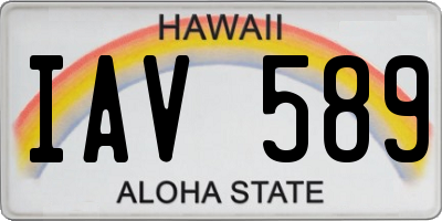 HI license plate IAV589