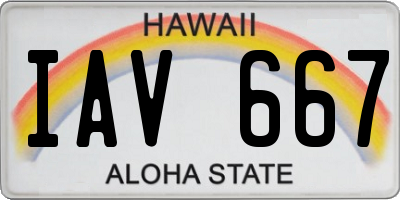 HI license plate IAV667