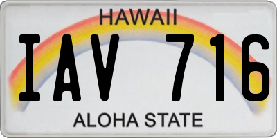 HI license plate IAV716