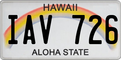HI license plate IAV726