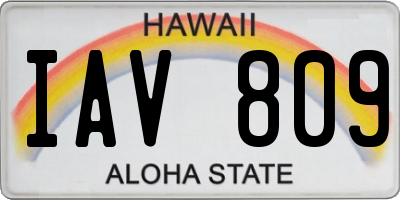 HI license plate IAV809