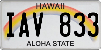 HI license plate IAV833