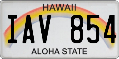 HI license plate IAV854