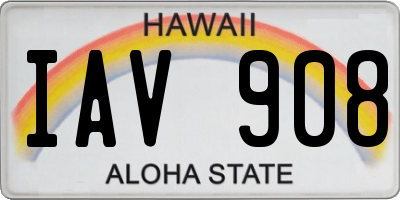 HI license plate IAV908