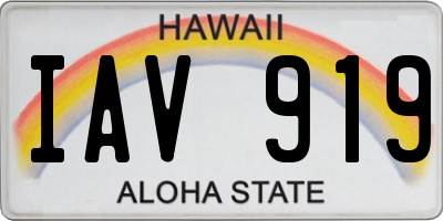 HI license plate IAV919