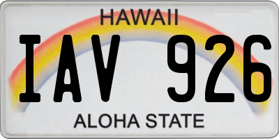 HI license plate IAV926