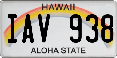 HI license plate IAV938