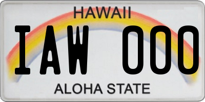 HI license plate IAW000