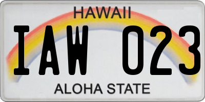 HI license plate IAW023