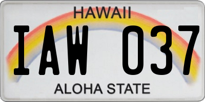 HI license plate IAW037