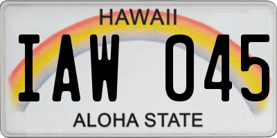 HI license plate IAW045