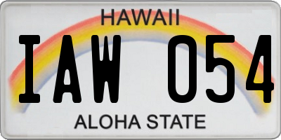 HI license plate IAW054