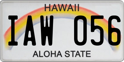 HI license plate IAW056