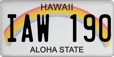 HI license plate IAW190