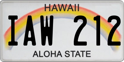 HI license plate IAW212
