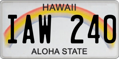 HI license plate IAW240