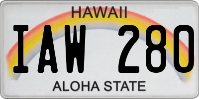 HI license plate IAW280