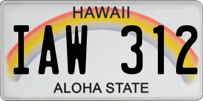 HI license plate IAW312