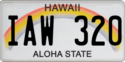 HI license plate IAW320