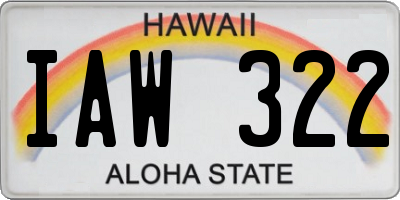 HI license plate IAW322