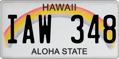 HI license plate IAW348