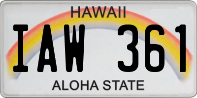 HI license plate IAW361