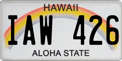 HI license plate IAW426