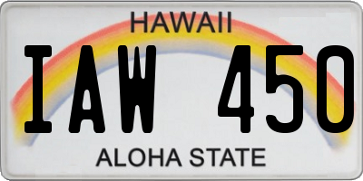 HI license plate IAW450