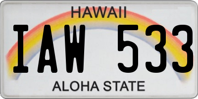 HI license plate IAW533