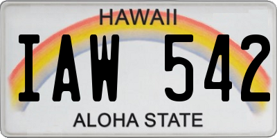 HI license plate IAW542