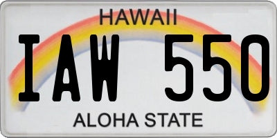 HI license plate IAW550
