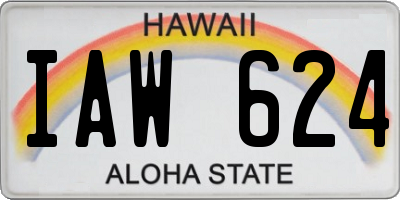 HI license plate IAW624
