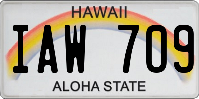 HI license plate IAW709