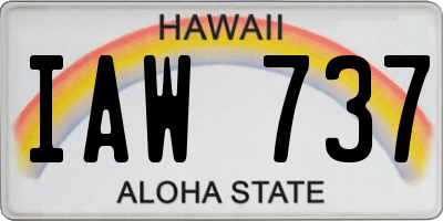 HI license plate IAW737