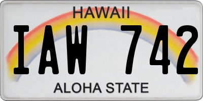 HI license plate IAW742