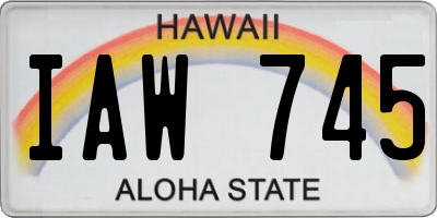 HI license plate IAW745
