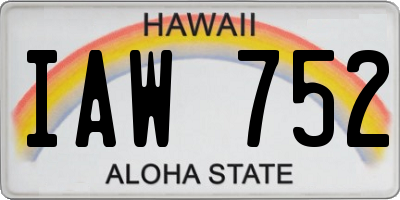 HI license plate IAW752