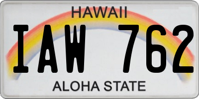 HI license plate IAW762