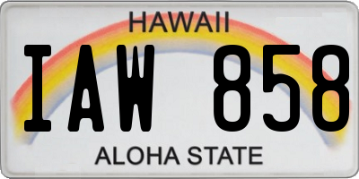 HI license plate IAW858
