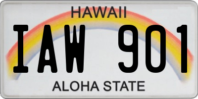 HI license plate IAW901