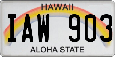 HI license plate IAW903
