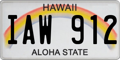 HI license plate IAW912