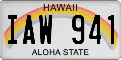 HI license plate IAW941