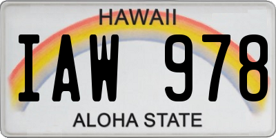 HI license plate IAW978