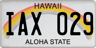 HI license plate IAX029