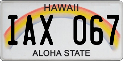 HI license plate IAX067