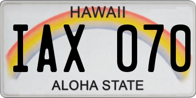 HI license plate IAX070